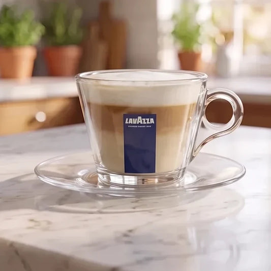 Glass Cappuccino Cup & Saucer Blu Collection