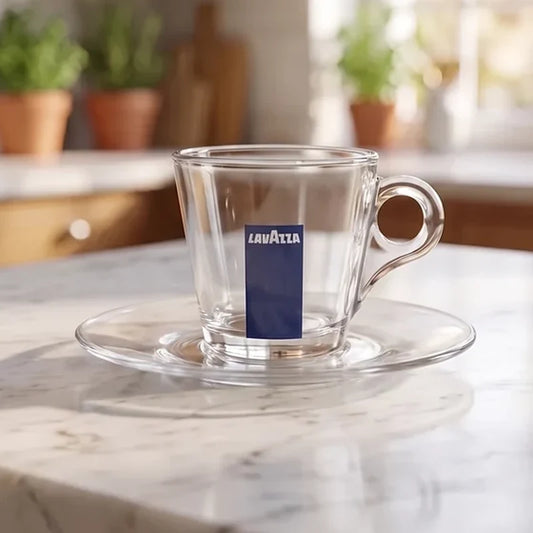 Glass Espresso Cup & Saucer Blu Collection